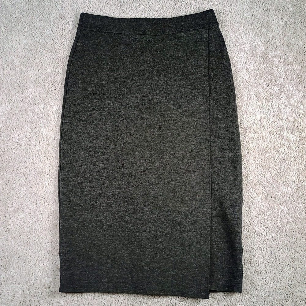 Liz Claiborne Gray Knit Pencil Midi Skirt Size S Office Career Minimalist Chic - Picture 1 of 8